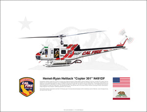 CAL FIRE Hemet-Ryan Helitack Bell UH-1H Huey 'Copter 301' N491DF FLYING