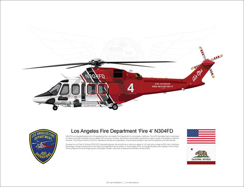 LOS ANGELES LA FIRE DEPARTMENT AW139 'FIRE 4' N304FD - Static - Lian Media