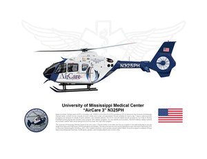 U of Mississippi Airbus EC135 AirCare 3 N325PH FLYING