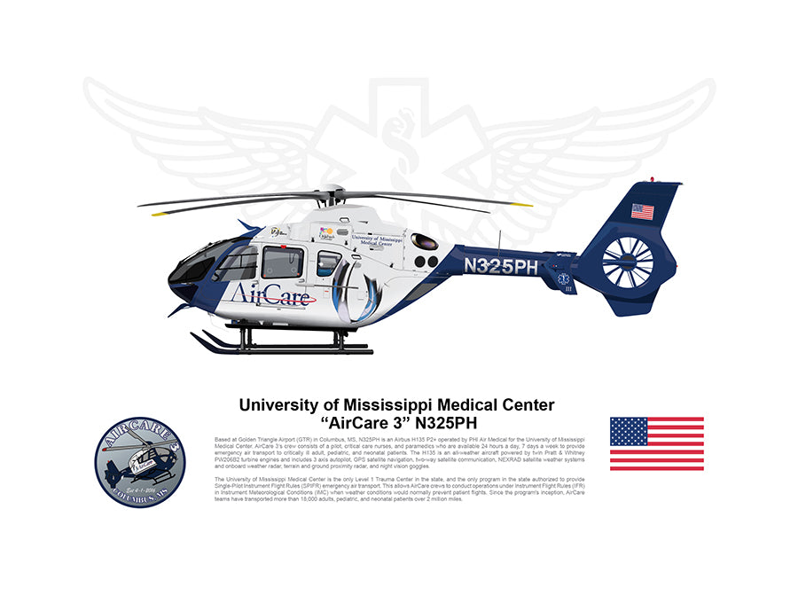 U of Mississippi Airbus EC135 AirCare 3 N325PH STATIC
