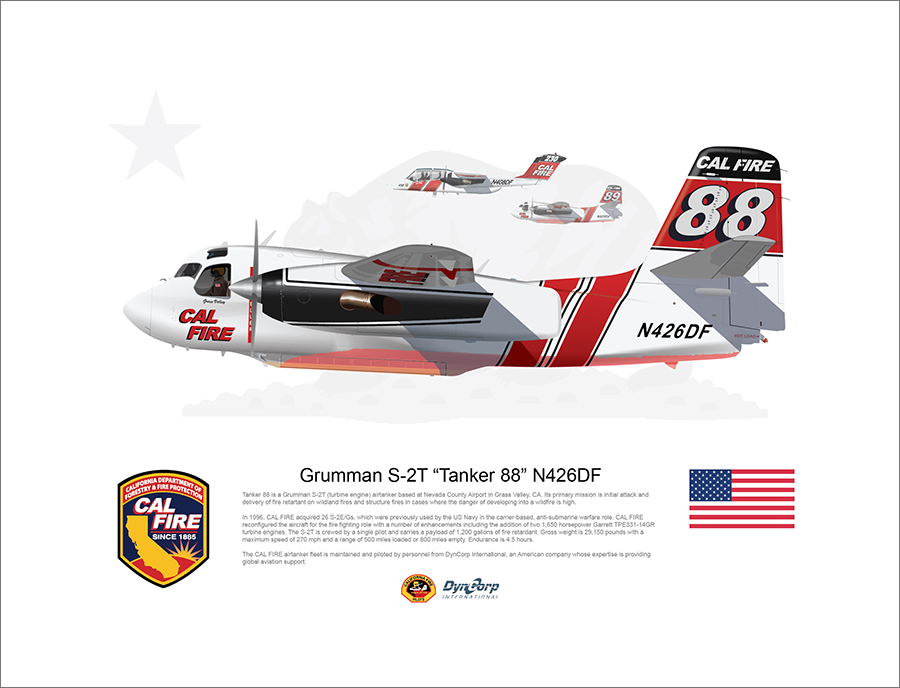 CAL FIRE Grass Valley S-2T Airtanker 88 N426DF with Air Attack 230 and Tanker 89