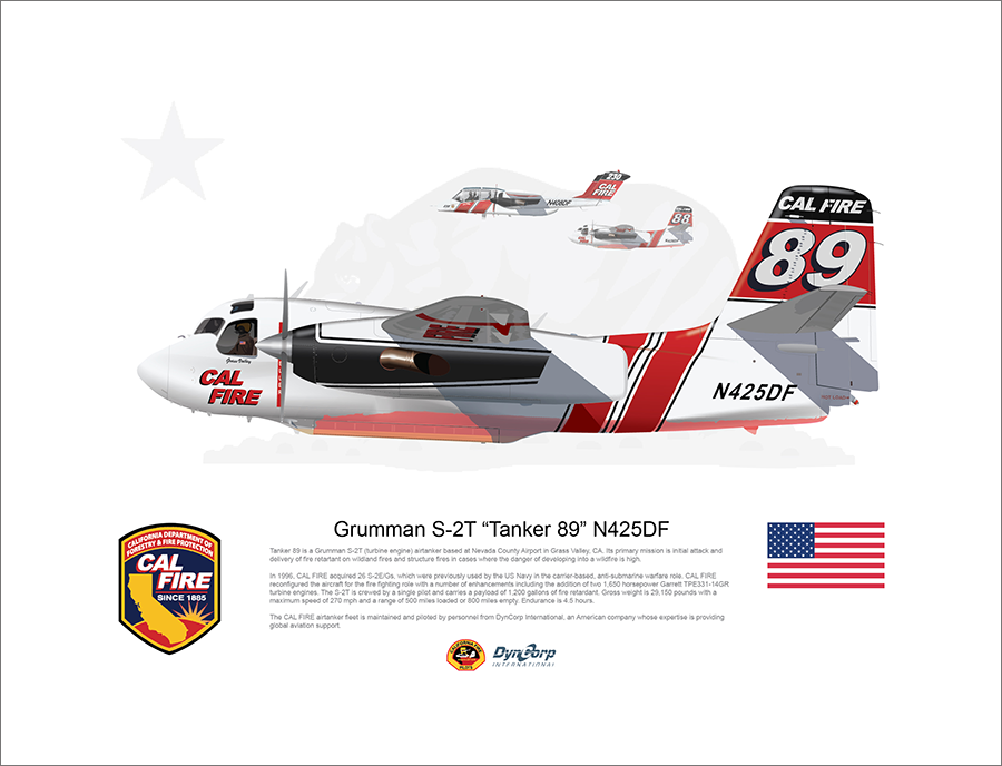 CAL FIRE Grass Valley S-2T Airtanker 89 N425DF with Air Attack 230 and Tanker 88