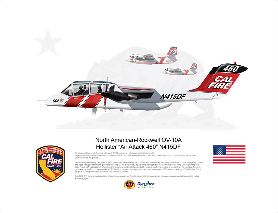 CAL FIRE OV-10 Bronco Hollister Air Attack 460 N415DF wIth Tankers 79 and 80