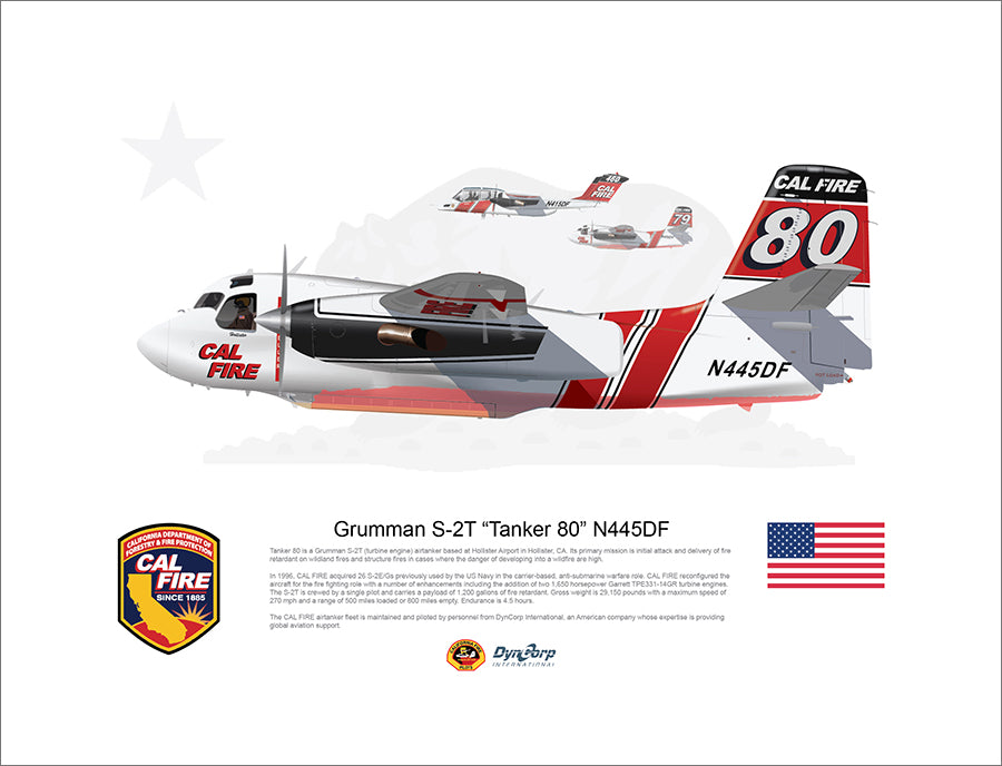 CAL FIRE Hollister S-2T Airtanker 80 N445DF with Air Attack 460 and Tanker 79