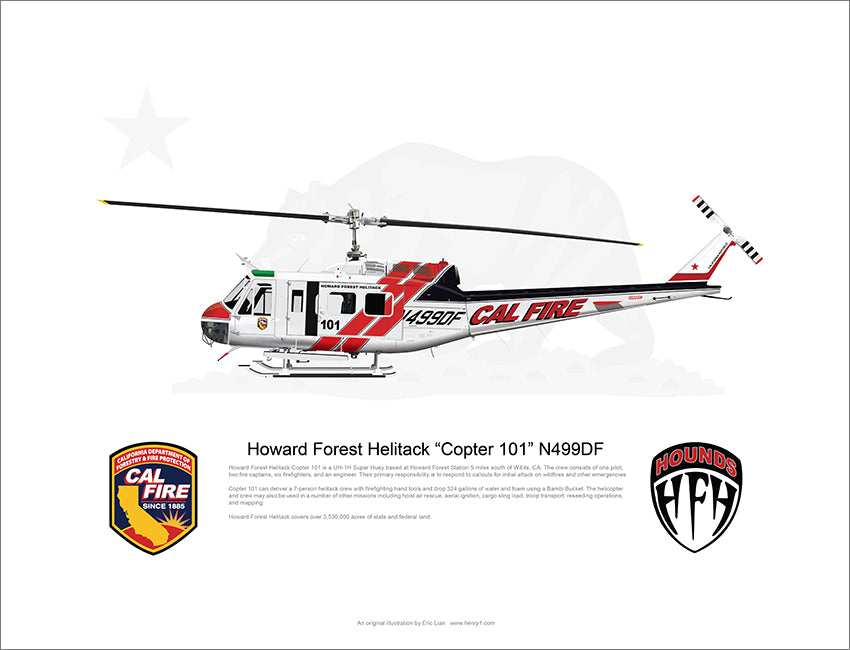 CAL FIRE Howard Forest Helitack Bell UH-1H Huey 'Copter 101' N499DF