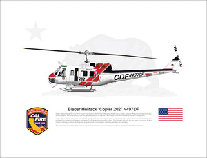 CAL FIRE Bieber Helitack Bell UH-1H Huey 'Copter 202' N497DF