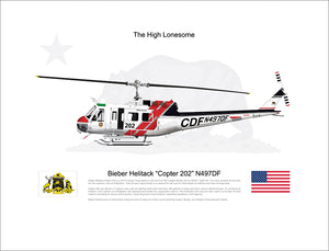 CAL FIRE Bieber Helitack Bell UH-1H Huey 'Copter 202' N497DF [Crew Customized]