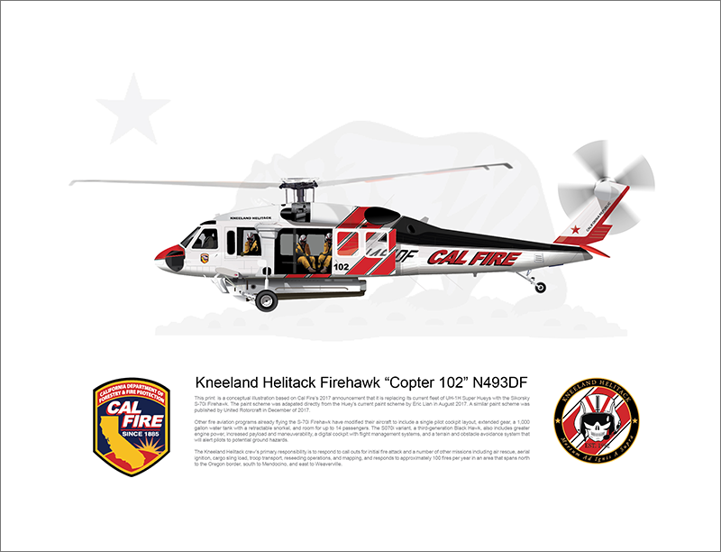 CAL FIRE Kneeland Helitack Sikorski Firehawk 'Copter 102' N493DF - Concept Paint Scheme