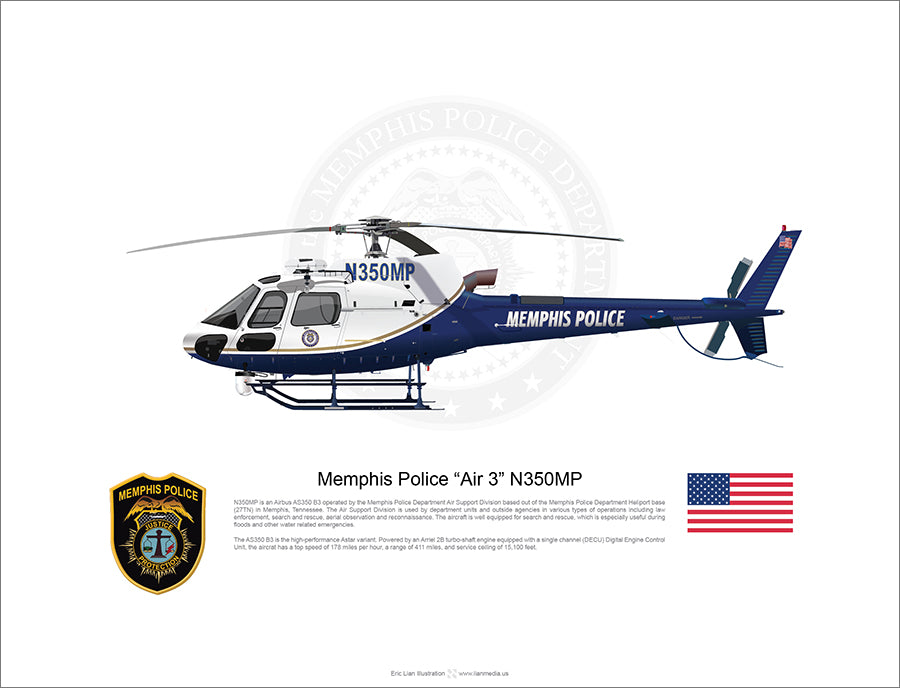 Memphis Police Airbus AS350 B3 “Air 3” N350MP