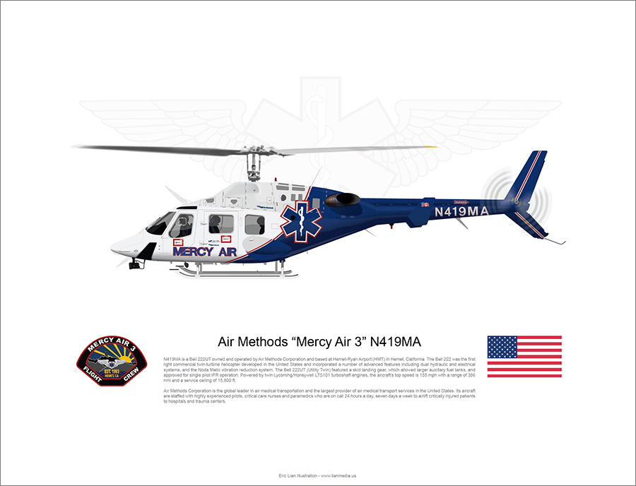 Air Methods 'Mercy Air 3' BELL 222UT N419MA