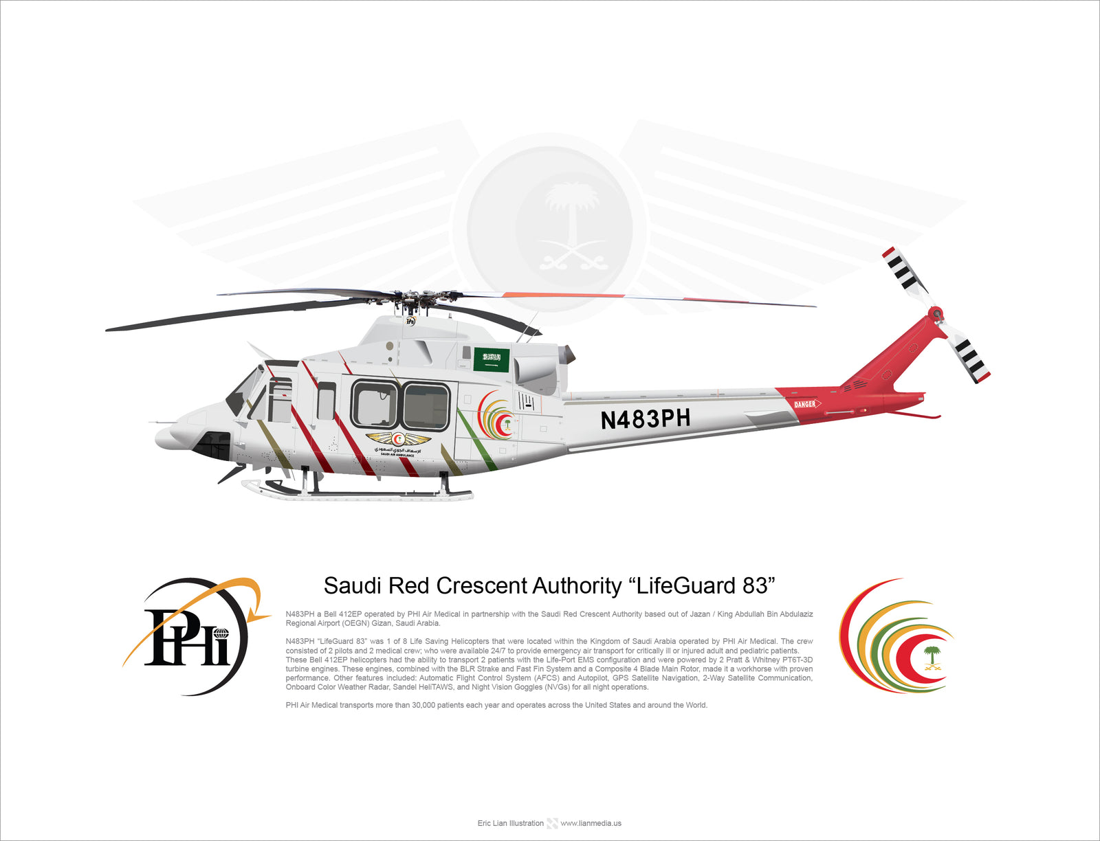 PHI Bell 412 Saudi Red Crescent Authority “LifeGuard 83” N483PH - Lian ...