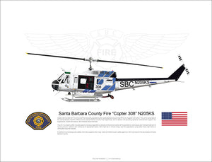 Santa Barbara County Fire UH-1H “Copter 308” N205KS