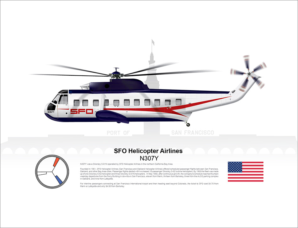 SFO Helicopter Airlines Sikorsky S-61 N307Y