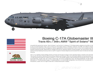 BOEING C17 GLOBEMASTER TRAVIS "Spirit of Solano" 60TH 349TH AMW 66154 BEE LINERS