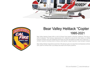 CAL FIRE Bear Valley Helitack Bell UH-1H Huey 'Copter 406' N498DF - 1995-2021