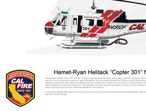 CAL FIRE Hemet-Ryan Helitack Bell UH-1H Huey 'Copter 301' N491DF STATIC