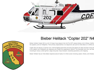 CAL FIRE Bieber Helitack “Copter 202” N497DF 90s Paint Scheme