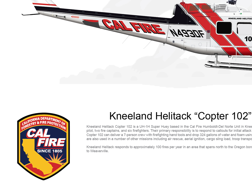 CAL FIRE Kneeland Helitack Bell UH-1H Huey 'Copter 102' N493DF - FLYING