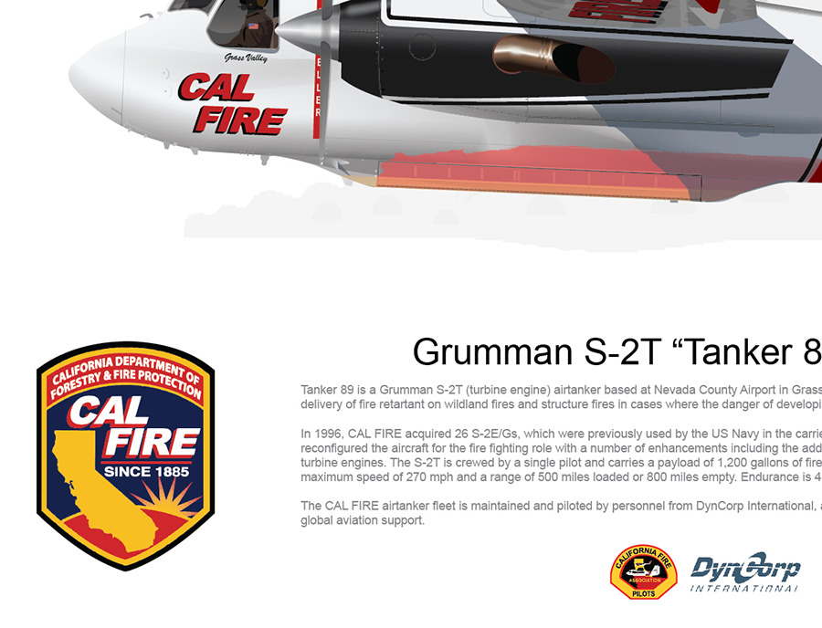 CAL FIRE Grass Valley S-2T Airtanker 89 N425DF with Air Attack 230 and Tanker 88