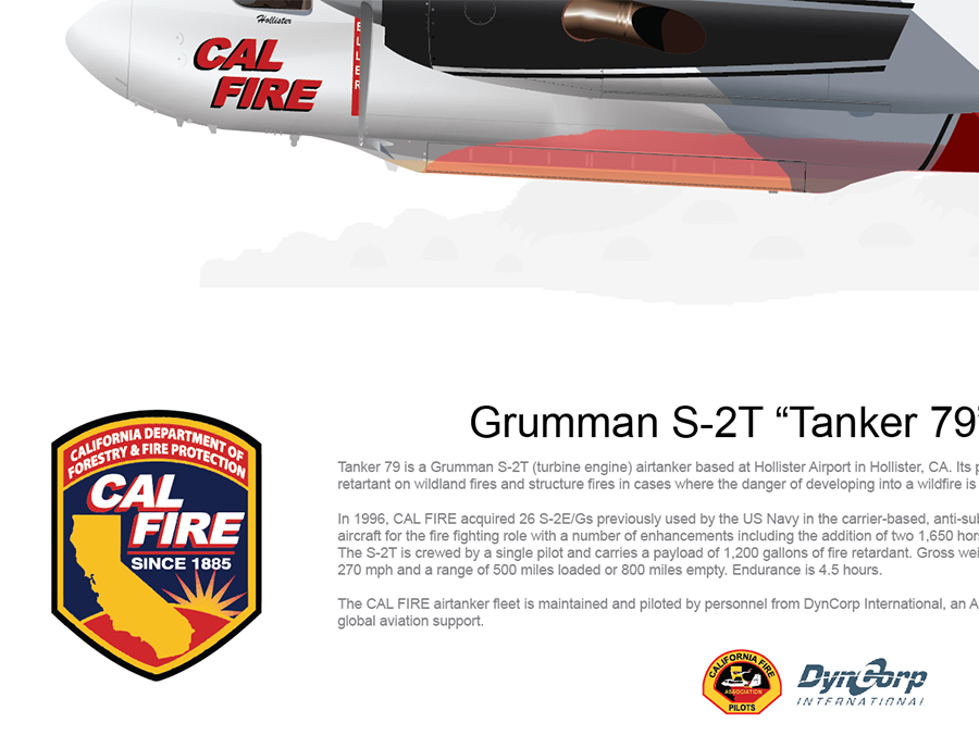 CAL FIRE Hollister S-2T Airtanker 79 N458DF with Air Attack 460 and Tanker 80
