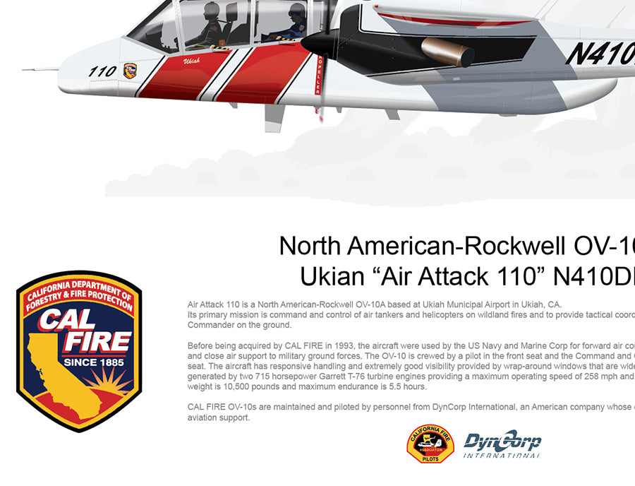 CAL FIRE OV-10 Bronco Ukiah Air Attack 110 N410DF wIth Tankers 90 and 91