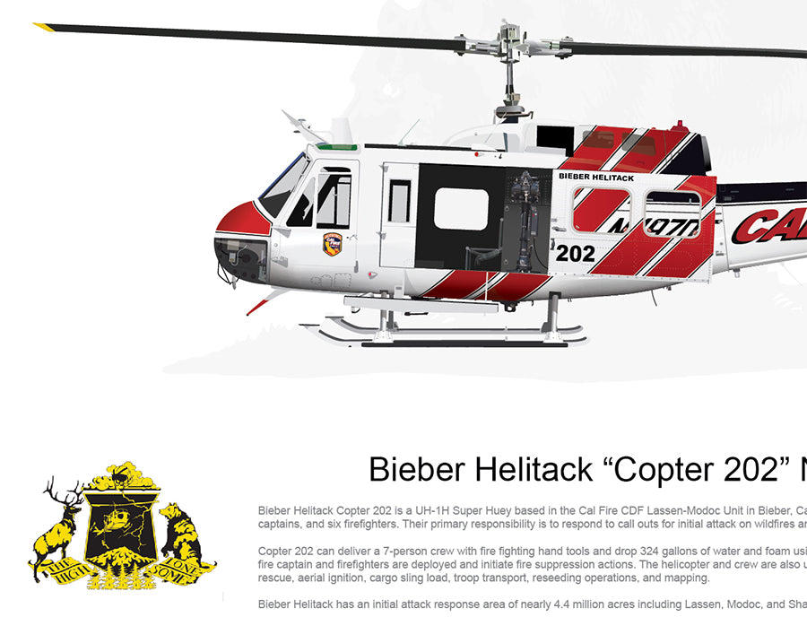 CAL FIRE Bieber Helitack “Copter 202” N497DF with Hoist 2018 Paint Scheme [Crew Customized]