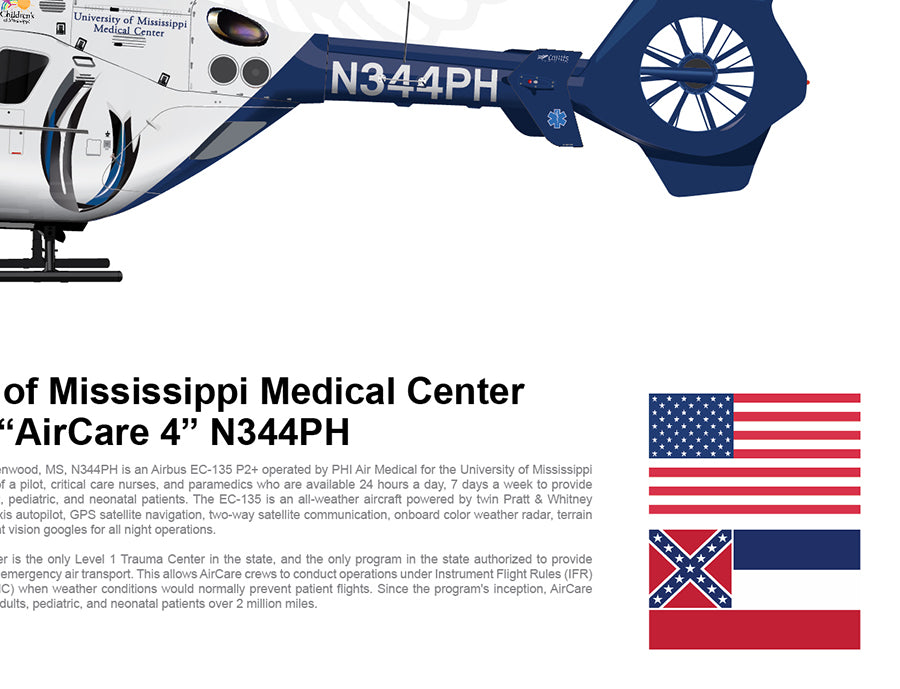 AIRCARE 4 N344PH AIRBUS EC135 STATIC STATE FLAG