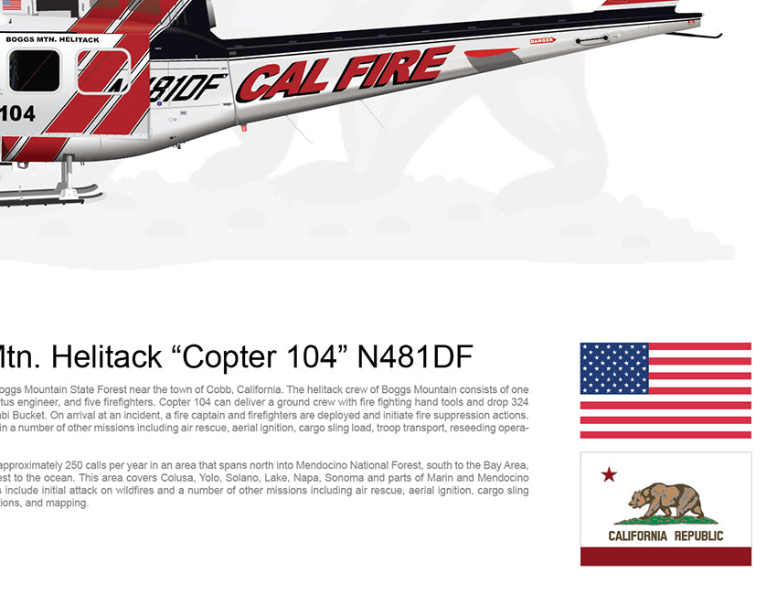 CAL FIRE Boggs Mountain Helitack Bell UH 1H Huey 'Copter 104' N481DF