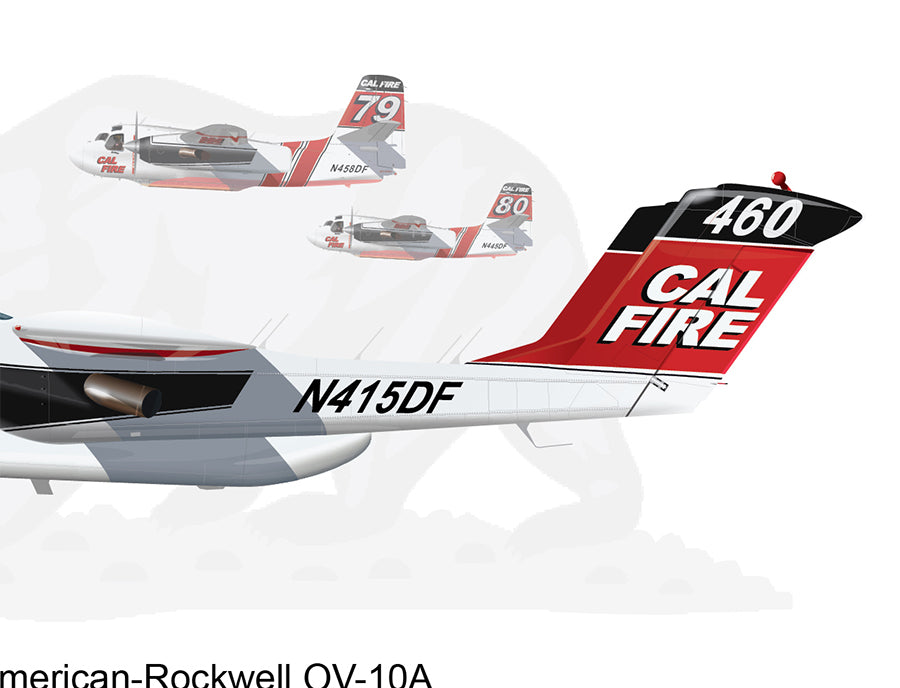 CAL FIRE OV-10 Bronco Hollister Air Attack 460 N415DF wIth Tankers 79 and 80