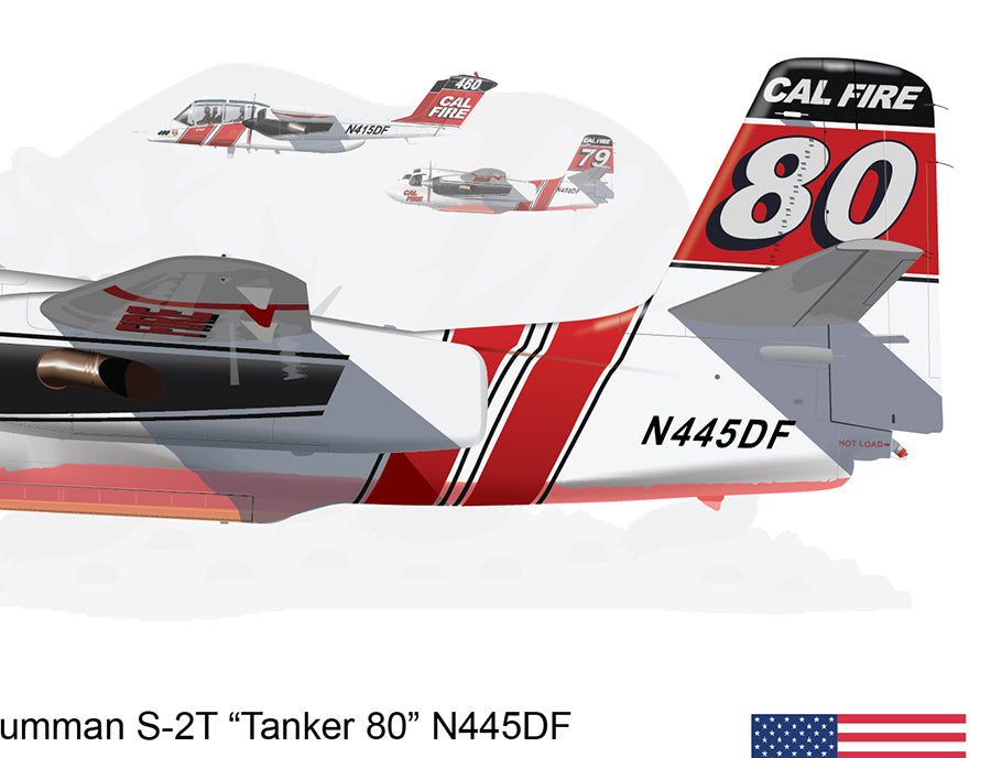 CAL FIRE Hollister S-2T Airtanker 80 N445DF with Air Attack 460 and Tanker 79