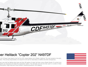 CAL FIRE Bieber Helitack Bell UH-1H Huey 'Copter 202' N497DF [Crew Customized]