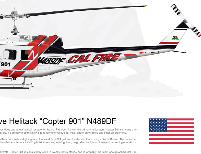 CAL FIRE Helitack Bell UH-1H Huey 'Copter 901' N489DF