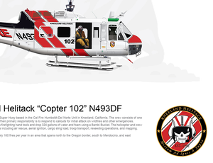 CAL FIRE Kneeland Helitack Bell UH-1H Huey 'Copter 102' N493DF - FLYING with Crew
