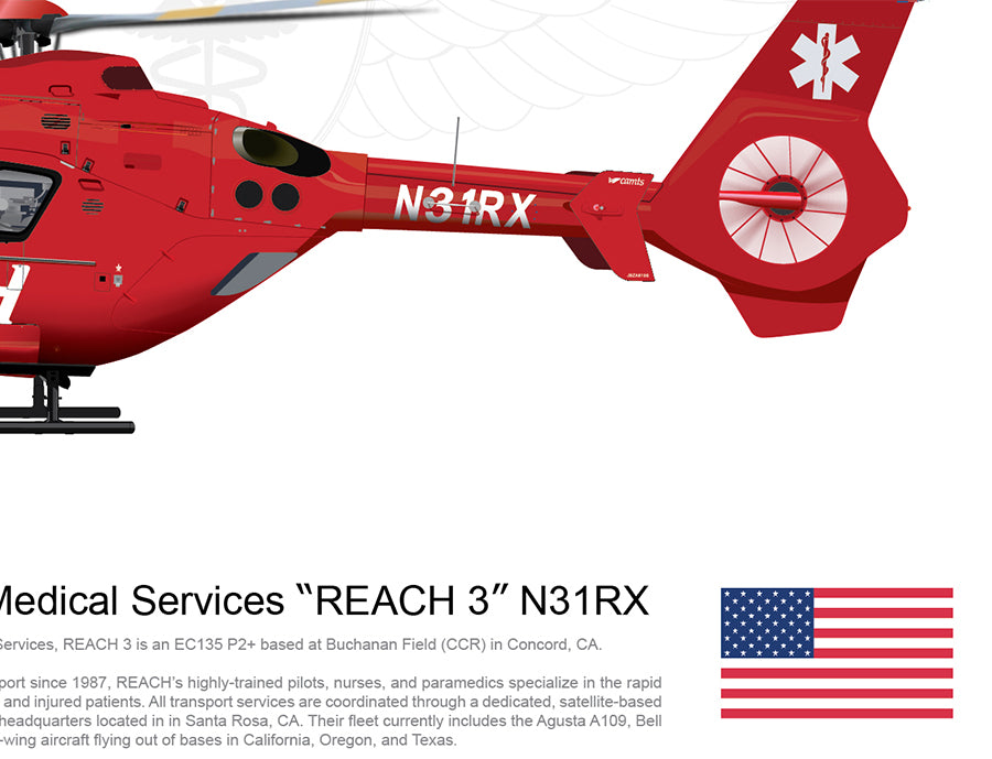 REACH Air Medical Services Airbus EC135 "REACH 3" N31RX FLYING