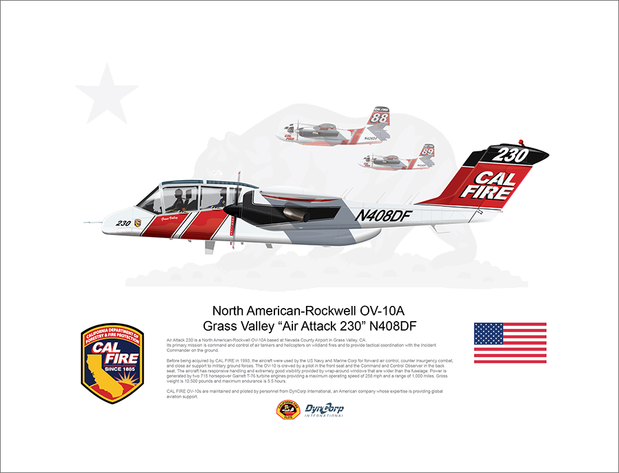 CAL FIRE OV-10 Bronco Grass Valley Air Attack 230 N408DF with Tankers