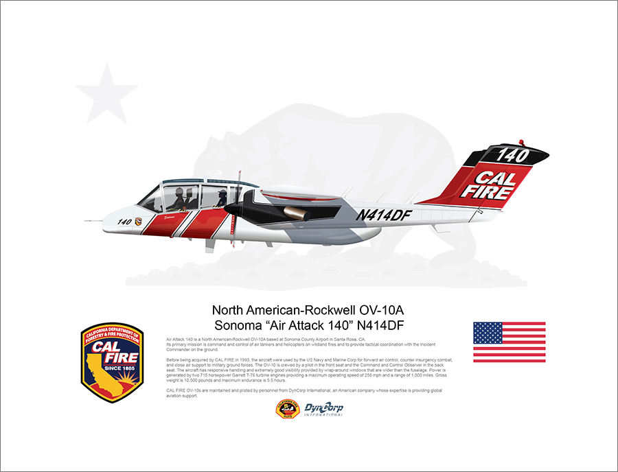 CAL FIRE OV-10 Bronco Sonoma Air Attack 140 N414DF