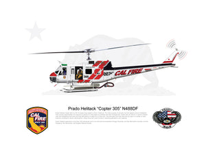 CAL FIRE Prado Helitack Bell UH-1H Huey 'Copter 305' N488DF